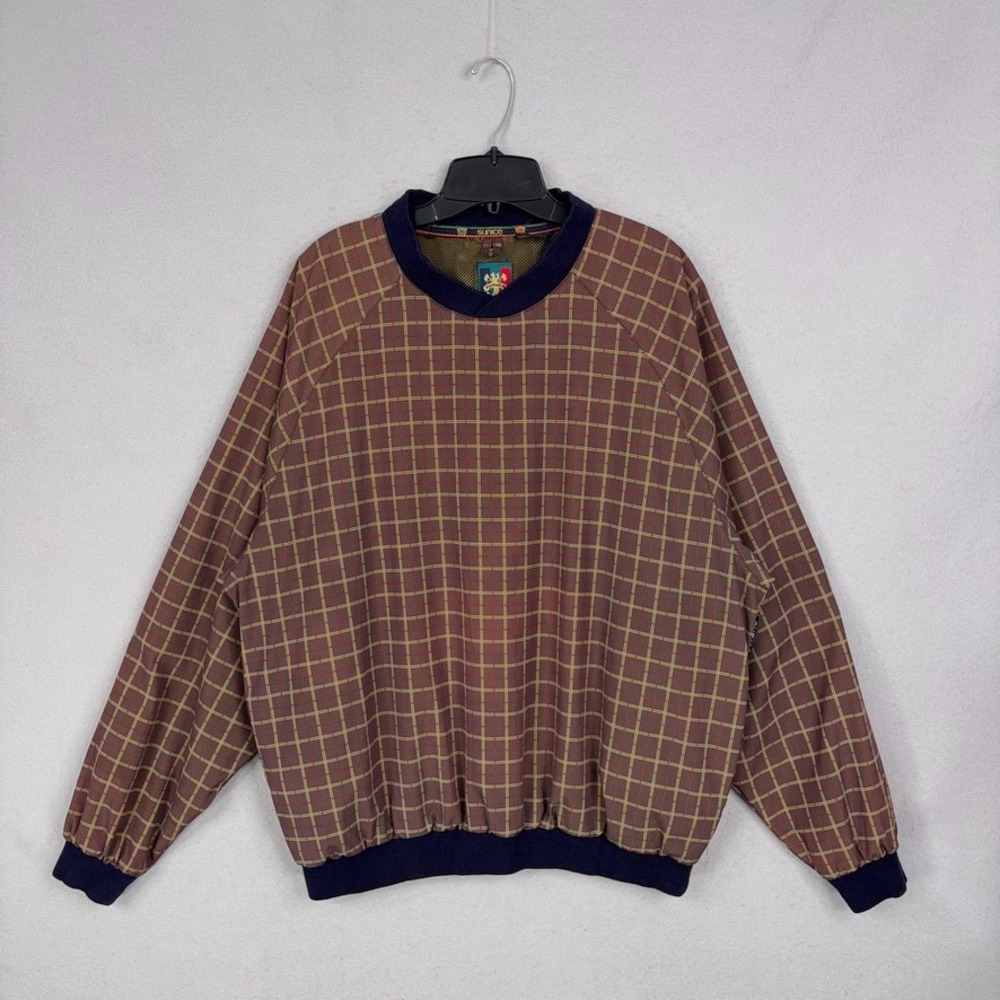 Vintage Sunice Jacket Mens Large Brown Plaid Windbreaker 90s Gorpcore Golf